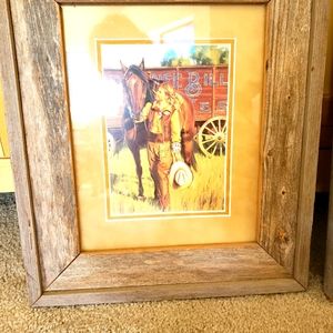 EUC Rustic reclaimed barn wood framed pic.Wstrn/Cowgirl theme.See 2nd one lstd!